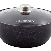 Жаровня 5л 28см со стек крышкой Темный Мрамор Кукмара