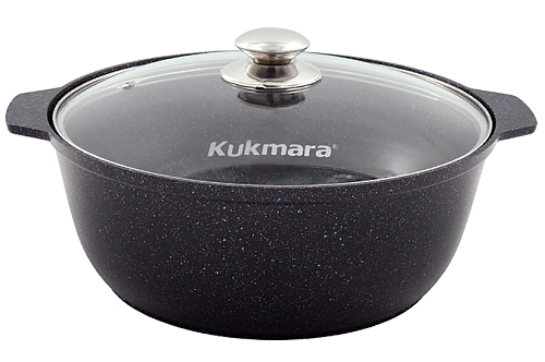 Жаровня 5л 28см со стек крышкой Темный Мрамор Кукмара