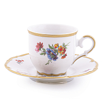 Набор кофейных пар 110мл Мокко 6шт Мейсенский букет Queen's Crown