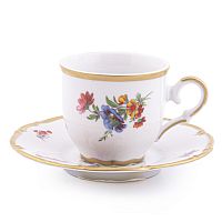 Набор кофейных пар 110мл Мокко 6шт Мейсенский букет Queen's Crown