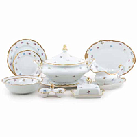 Сервиз столовый 6пер 27пр с супником с салат-ми с масленкой Мейсенский цветок Queen's Crown