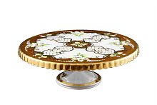 Тортница на ножке белая лепка Star Crystal 