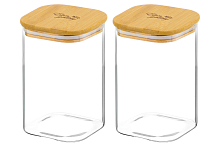 Набор банок для хранения 1,1л 2шт с крышками Crystal glass
