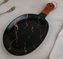 Блюдо для подачи 38*20*2,5см Марбл, черное