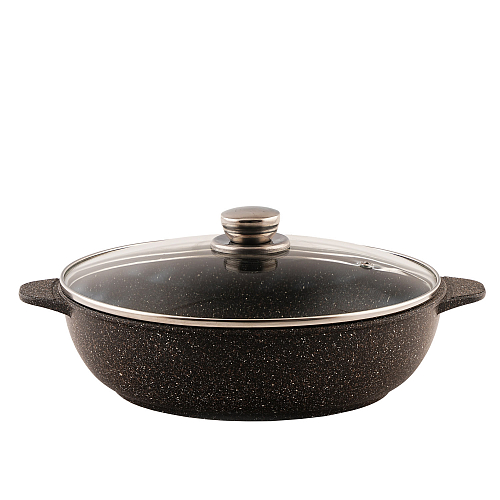 Жаровня 28см с крышкой Гранит Мегалит Кукмара