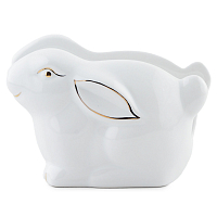 Салфетница 12см Зайка в золотом белый Доляна