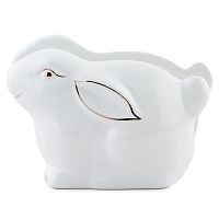 Салфетница 12см Зайка в золотом белый Доляна