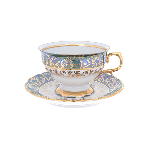 Набор чайных пар 220мл 6шт Зеленый лист Набор чайных пар 220мл 6шт Зеленый лист