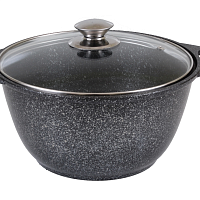 Кастрюля 3л со стек. крышкой Темный мрамор Кукмара