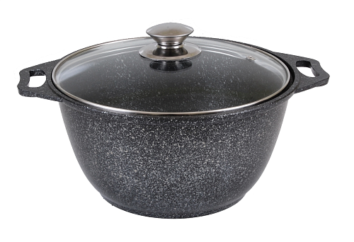 Кастрюля 3л со стек. крышкой Темный мрамор Кукмара