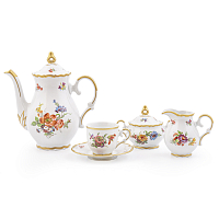 Сервиз кофейный Мокко 6пер 15пр Мейсенский букет Queen's Crown