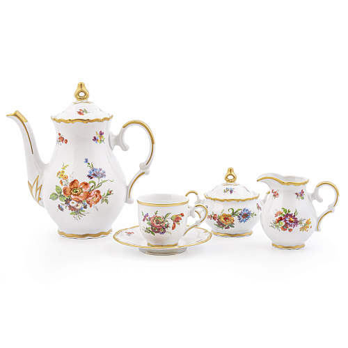 Сервиз кофейный Мокко 6пер 15пр Мейсенский букет Queen's Crown