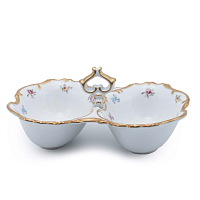 Кабаретница 26см 2 секции (икорница) Мейсенский цветок Queen's Crown