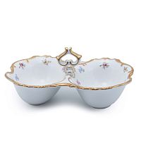 Кабаретница 26см 2 секции (икорница) Мейсенский цветок Queen's Crown