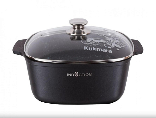 Кастрюля 6,5л 28см квадратная со стекл.крышкой Titanium pro induction