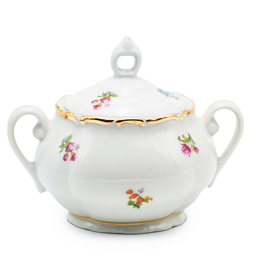 Сахарница 250мл 1шт Мелкие цветы широкая кайма Слоновая кость Сахарница 250мл 1шт Мелкие цветы широкая кайма Слоновая кость