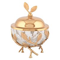 Сахарница 12,5*12,5*18см Золото Белый обгез Taj Glass