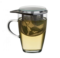 Кружка стеклянная с ситечком для чая 0,35л (кор=6шт)