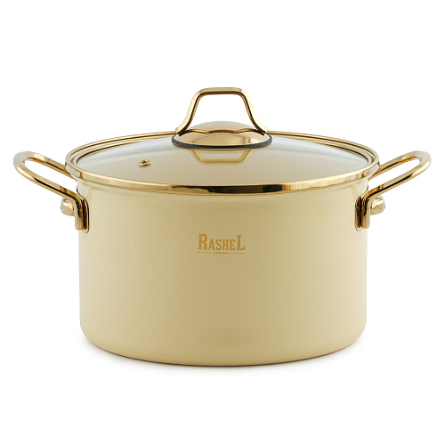 Кастрюля 6,5л с/кр кремовый Rashel