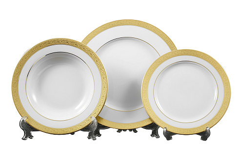 Набор тарелок 18пр с тарелками Constanza Creme Gold 9349