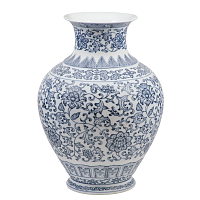Ваза матовая круглая с зауженым верхом 30 см Blue & White
