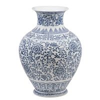 Ваза матовая круглая с зауженым верхом 30 см Blue & White