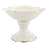 Конфетница 19см на ножке Белый узор слоновая кость Bernadotte
