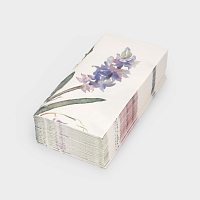 Салфетки бумажные, 33х33 см, 20 шт, прямоугольные, белые, Цветы, Bouquet