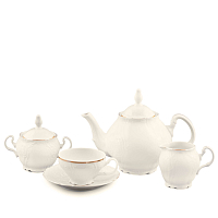 Сервиз чайный 6пер 15пр Белый узор слоновая кость Bernadotte