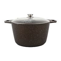 Кастрюля 8л со стекл. кр Кофейный мрамор Кукмара