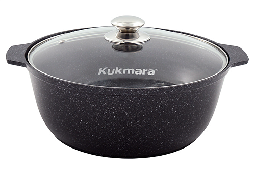 Кастрюля-жаровня 5л 28см со стекл. кр Кофейный мрамор Кукмара