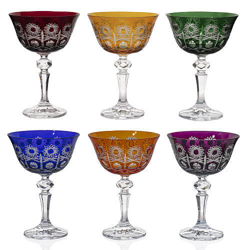 Набор креманок 180мл 6шт Цветной хрусталь Bohemia R-G