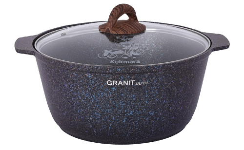 Кастрюля-жаровня 5л со стекл. крышкой Granit ultra Blue Kukmara
