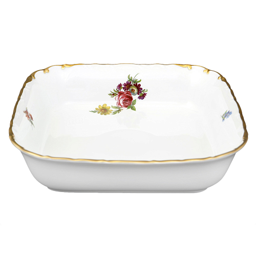 Салатник квадратный 24см 1шт Мейсенский букет Roman Gebis