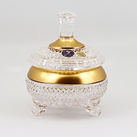 Конфетница 10,5см с крышкой хрусталь с золотом Фелиция Crystal HeArt