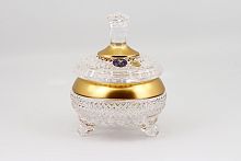 Конфетница 10,5см с крышкой хрусталь с золотом Фелиция Crystal HeArt