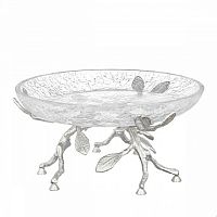 Тортница 19*19*10см малая Серебро Белый обгез Taj Glass