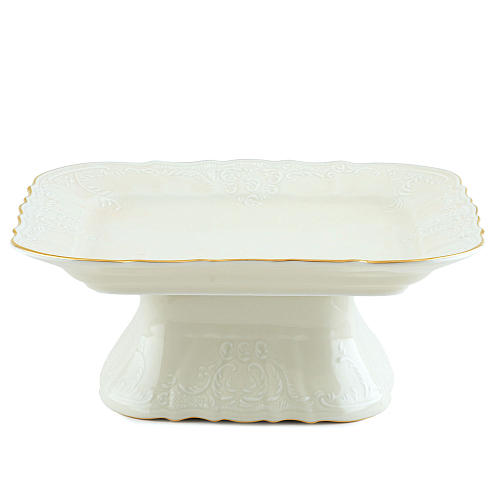 Поднос 26см на ножке Белый узор слоновая кость Bernadotte