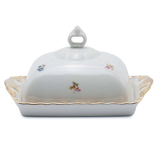 Масленка с крышкой Мелкие цветы широкая кайма слонов/к Jeremy