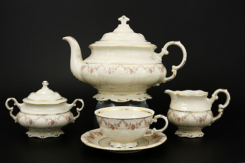 Сервиз чайный 6пер 15пр Соната Цветочная Слоновая кость Leander