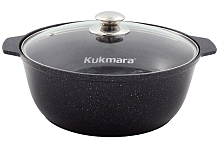 Жаровня 5л 28см со стеклянной крышкой Темный Мрамор Кукмара