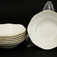 Набор салатников 16см 6шт Белый узор слоновая кость Bernadotte