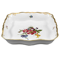 Салатник 19см квадратный 1шт Мейсенский букет Queen's Crown