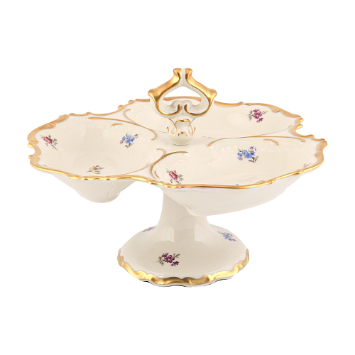 Кабаретница 24см 3 секции на ножке Мейсенский цветок Слоновая кость Аристократ Кабаретница 24см 3 секции на ножке Мейсенский цветок Слоновая кость Аристократ