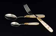 Набор столовых приборов 18пр France Gold Steel Champagne Pearl Domus Design