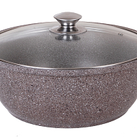 Кастрюля-жаровня 3л со стекл. кр Кофейный мрамор Кукмара