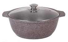 Кастрюля-жаровня 3л со стекл. кр Кофейный мрамор Кукмара