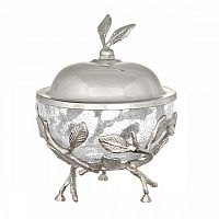 Сахарница 12,5*12,5*18см Серебро Белый обгез Taj Glass