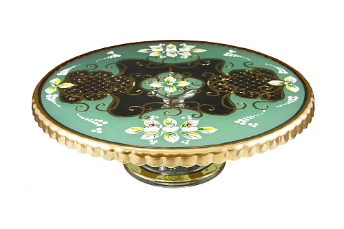 Тортница на ножке зеленая лепка Тортница на ножке зеленая лепка