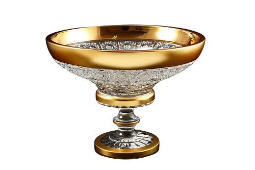 Фруктовница 25см н/н хрусталь с золотом Снежинка Crystal HeArt